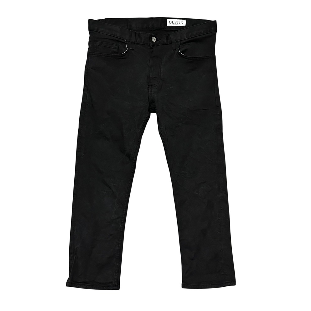 Gustin Slim Fit Black Raw Denim Jeans Mens 35 Button Fly Made in USA